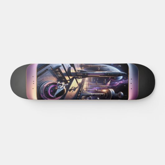 "Raygun Gothic Futuristische Cityscape Deck" Persoonlijk Skateboard (Horizontaal)