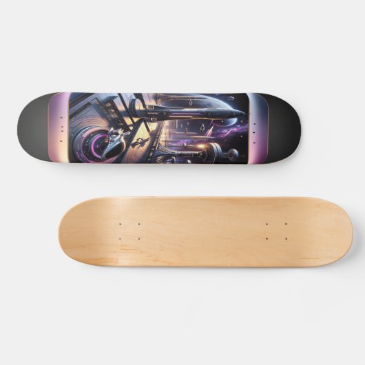 "Raygun Gothic Futuristische Cityscape Deck" Persoonlijk Skateboard (Horizontaal)