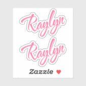 Raylyn naam roze cursieve letters x2 sticker (Vel)