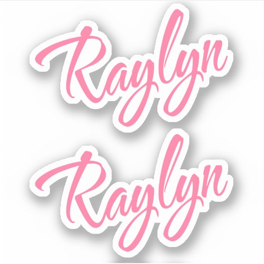 Raylyn naam roze cursieve letters x2 sticker (Voorkant)