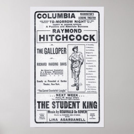 Raymond Hitchcock 1906 theaterkrant ad poster (Voorkant)