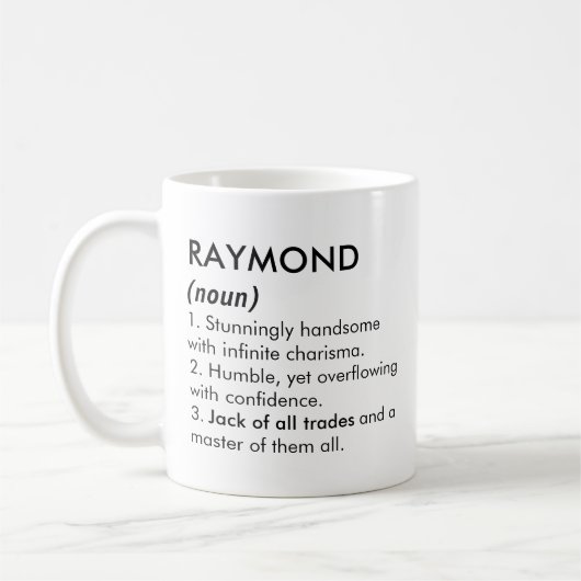 Raymond naam, Bewerkbare naam, Aangepaste naam Koffiemok (Links)