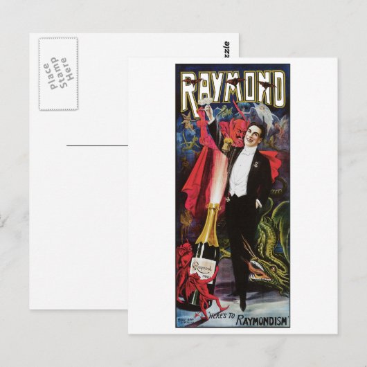 Raymond The Great ~ Magicia  Magic Act Briefkaart (Voorkant / Achterkant)