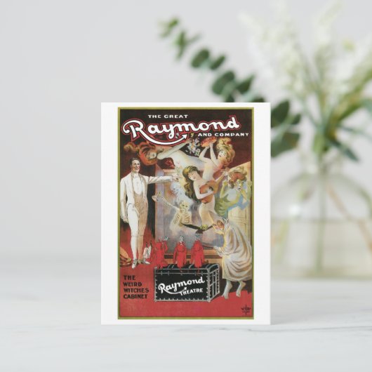 Raymond The Great ~ Witches  Magic Act Briefkaart (Staand voorkant)