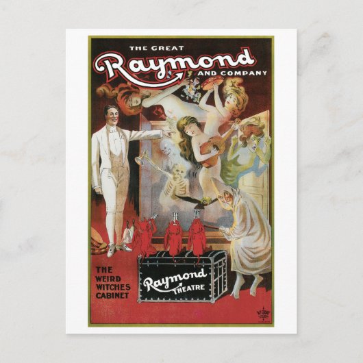Raymond The Great ~ Witches  Magic Act Briefkaart (Voorkant)