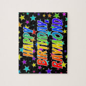 "RAYMOND" Voornaam, geun "HAPPY BIRTHDAY" Legpuzzel (Verticaal)
