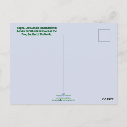 Rayne, Louisiana Briefkaart (Achterkant)