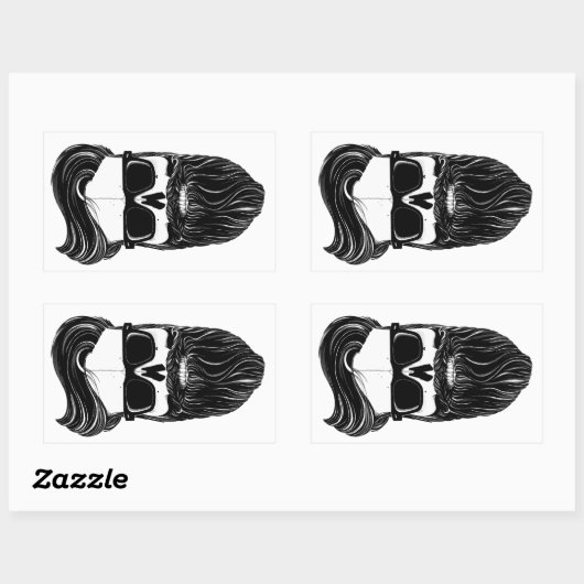 Ray's black bearded skull rechthoekige sticker (Vel)