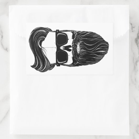 Ray's black bearded skull rechthoekige sticker (Tas)