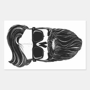 Ray's black bearded skull rechthoekige sticker