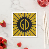 RAYS BUTTON Gold + uw foto, tekst, monogram Servet (Insitu)