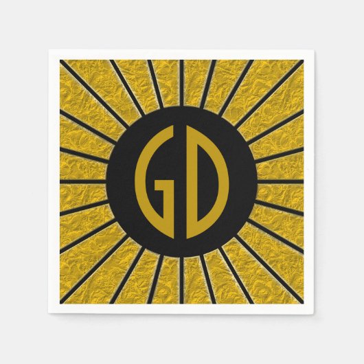 RAYS BUTTON Gold + uw foto, tekst, monogram Servet (Voorkant)