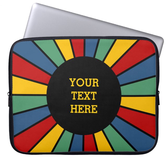 RAYS BUTTON I + uw foto, tekst, monogram Laptop Sleeve (Voorkant)