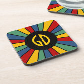 RAYS BUTTON I + uw foto, tekst, monogram Onderzetter (Linkerzijde)