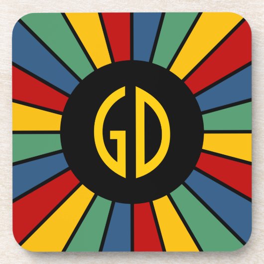 RAYS BUTTON I + uw foto, tekst, monogram Onderzetter (Voorkant)