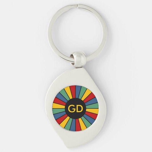 RAYS BUTTON I + uw foto, tekst, monogram Sleutelhanger (Voorkant)