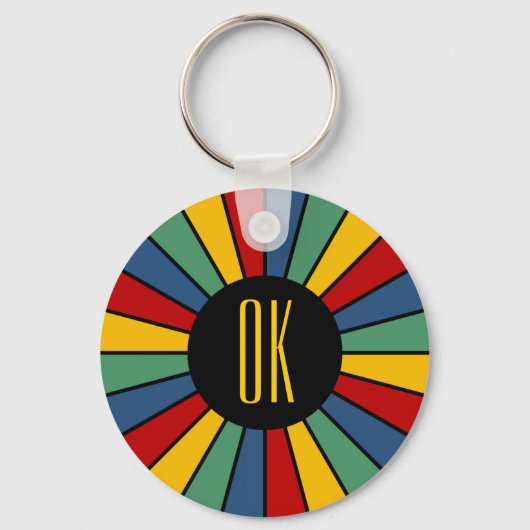 RAYS BUTTON I + uw foto, tekst, monogram Sleutelhanger (Voorkant)