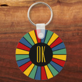 RAYS BUTTON I + uw foto, tekst, monogram Sleutelhanger (Voorkant)