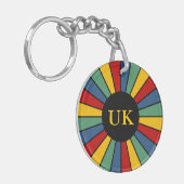 RAYS BUTTON I + uw foto, tekst, monogram Sleutelhanger (Voorkant Links)