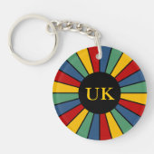 RAYS BUTTON I + uw foto, tekst, monogram Sleutelhanger (Voorkant)