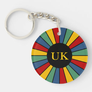 RAYS BUTTON I + uw foto, tekst, monogram Sleutelhanger