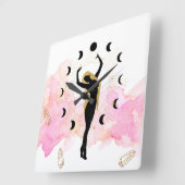 *~* Rays Crystals Cosmic Gold Black Goddess Moon Vierkante Klok (Hoek)