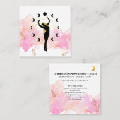 *~* Rays Crystals Cosmic Gold Black Goddess Moon Vierkante Visitekaartje (Voorkant / Achterkant)