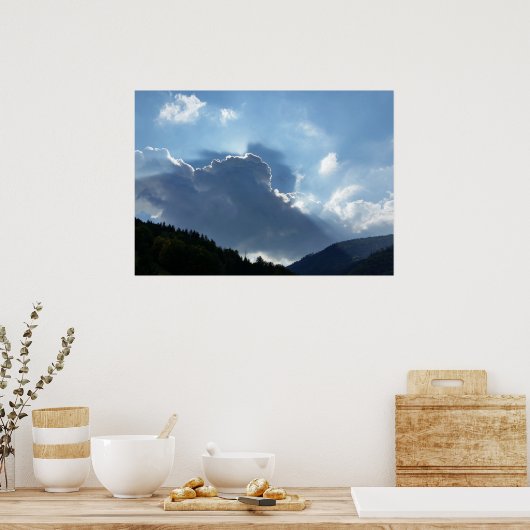 rays en wolken poster (Keuken)