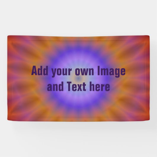 Rays gradiënten - blauw oranje rood + uw ideeën spandoek (Horizontaal)