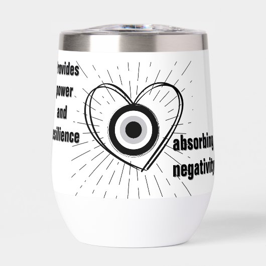 Rays, Heart, Black Evil Eye Protection monogram | (Voorkant)