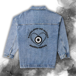 Rays, Heart, Black Evil Eye Protection monogram | Denim Jacket