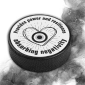 Rays, Heart, Black Evil Eye Protection monogram | Hockey Puck