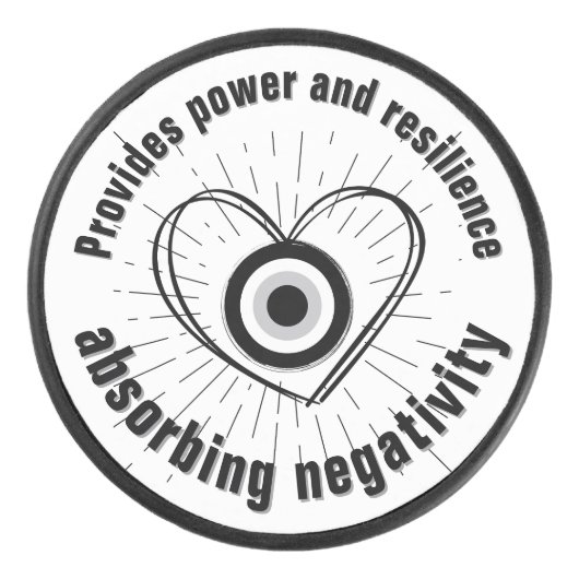 Rays, Heart, Black Evil Eye Protection monogram | Hockey Puck (Voorkant)