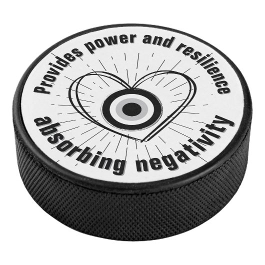 Rays, Heart, Black Evil Eye Protection monogram | Hockey Puck (3/4)