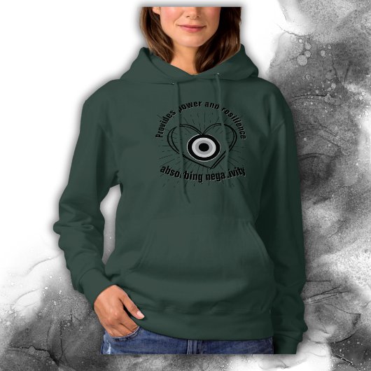 Rays, Heart, Black Evil Eye Protection monogram | Hoodie