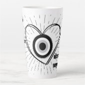 Rays, Heart, Black Evil Eye Protection monogram | Latte Mok (Voorkant)