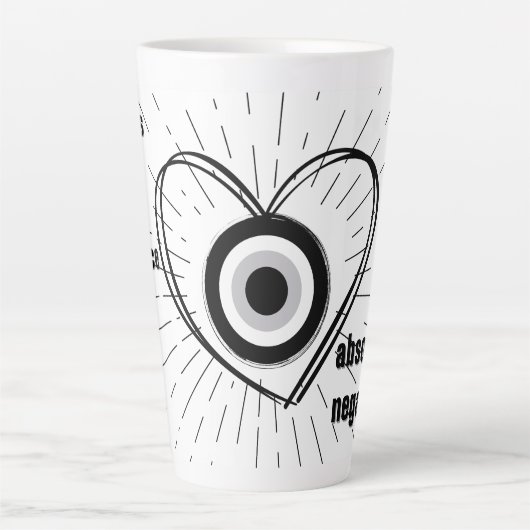 Rays, Heart, Black Evil Eye Protection monogram | Latte Mok (Voorkant)
