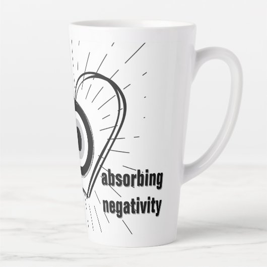 Rays, Heart, Black Evil Eye Protection monogram | Latte Mok (Rechts)