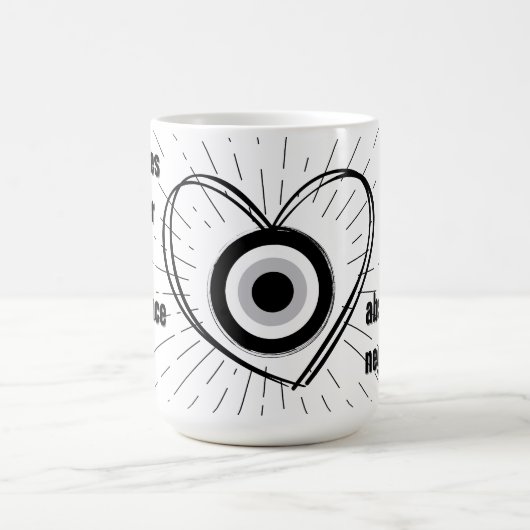 Rays, Heart, Black Evil Eye Protection monogram | Magische Mok (Midden)