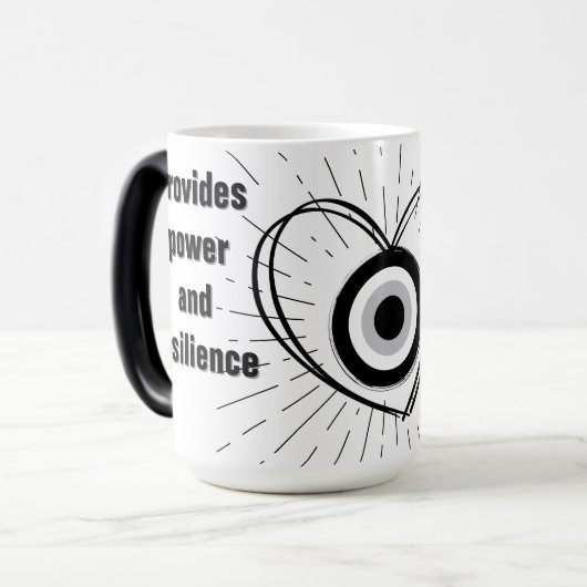 Rays, Heart, Black Evil Eye Protection monogram | Magische Mok (Voorkant links)