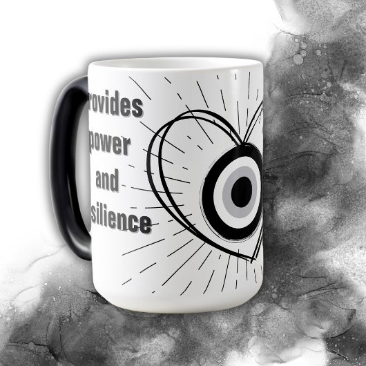 Rays, Heart, Black Evil Eye Protection monogram | Magische Mok