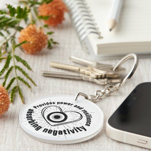 Rays, Heart, Black Evil Eye Protection monogram | Sleutelhanger (Voorkant Rechts)