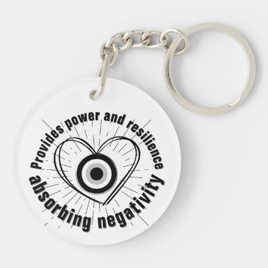 Rays, Heart, Black Evil Eye Protection monogram | Sleutelhanger (Achterkant)