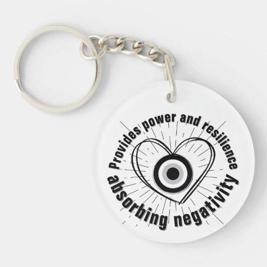 Rays, Heart, Black Evil Eye Protection monogram | Sleutelhanger (Voorkant)