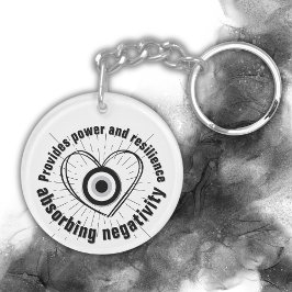 Rays, Heart, Black Evil Eye Protection monogram | Sleutelhanger