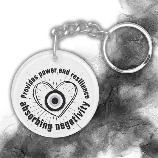 Rays, Heart, Black Evil Eye Protection monogram | Sleutelhanger