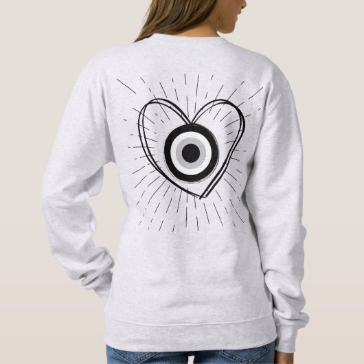 Rays, Heart, Black Evil Eye Protection monogram | Trui (Achterkant)
