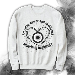 Rays, Heart, Black Evil Eye Protection monogram   Trui