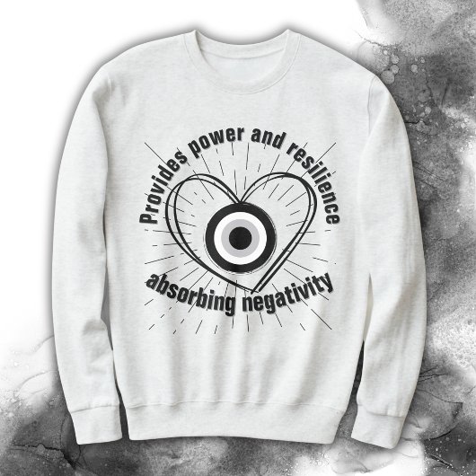 Rays, Heart, Black Evil Eye Protection monogram | Trui