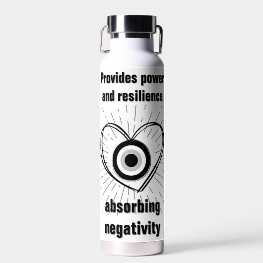 Rays, Heart, Black Evil Eye Protection monogram | Waterfles (Voorkant)